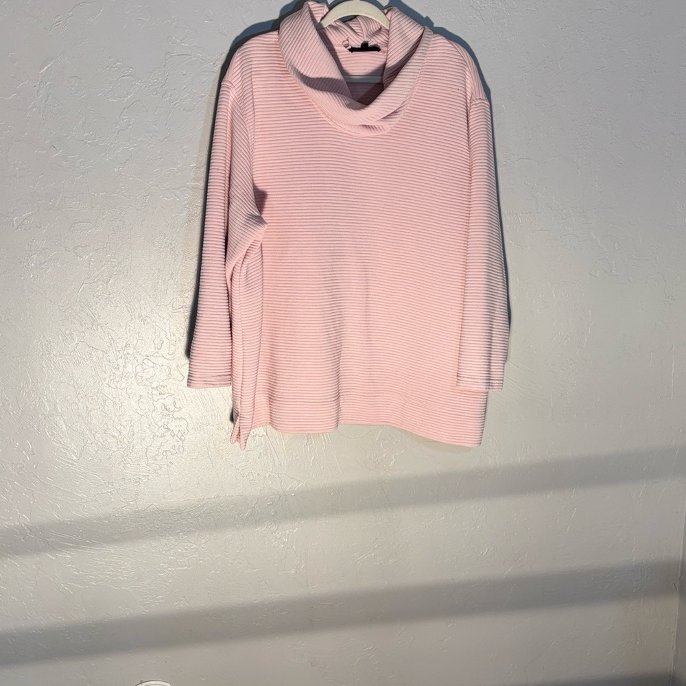 Pink Knit Cowl Neck Sweater with Relaxed Fit